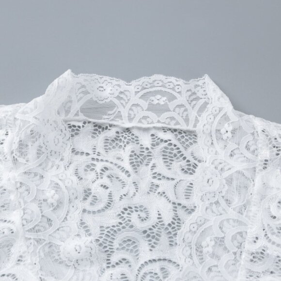 ✨ NEW White Y2K Sheer Lace Bell Sleeve Top - Picture 9 of 10